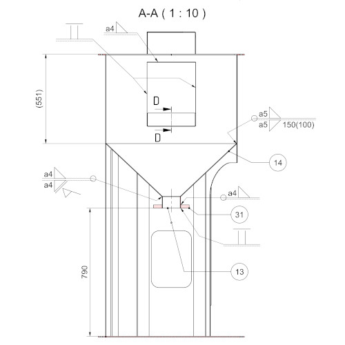 Edelstahl Grafitabscheider Zeichnung